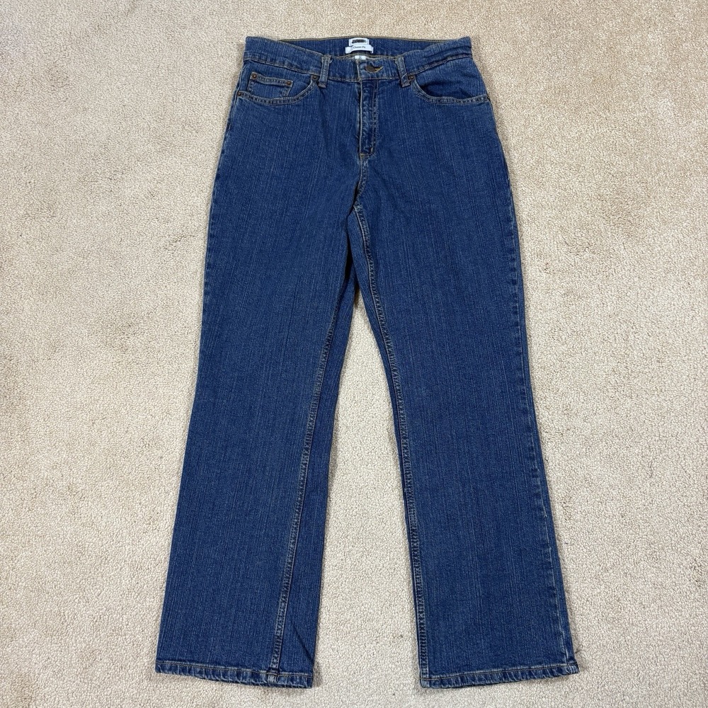 LL Bean Classic Fit Jeans Womens 12 Reg Medium Wash Blue Stretch Straight Leg